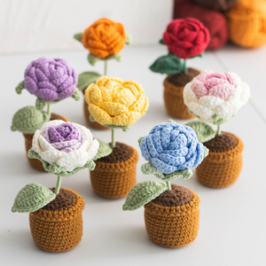Luckykoo Mini Fleurs au <span class=keywords><strong>Crochet</strong></span> Personnalisées en Pot, Composition Florale Faite Main, Décoration de Bureau et d'Intérieur, Commande en Gros - Product Image 2