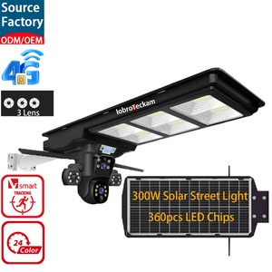 Farola Solar Integrada de 100W 200W 300W con Cámara CCTV PTZ 4G, Iluminación de <span class=keywords><strong>Seguridad</strong></span> Inalámbrica para Exteriores, para Estacionamientos y Carreteras - Product Image 1