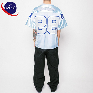QZFSO Custom Vintage Satin Mesh Shirt Oversized Drop Shoulder V-neck Retro Athletics Streetwear Tee Blokecore Football Jersey - Product Image 2
