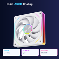 Ventilateur de boîtier PC PWM ARGB blanc 120 mm OK120 WH, silencieux 20dBA, synchronisation 5V en chaîne pour PC de jeu, fournisseur OEM en gros