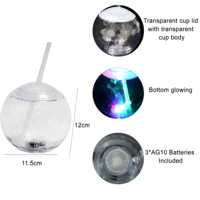 Gobelets LED Disco Ball pour enfants en plastique avec paille pour Halloween – Gobelets transparents pour fêtes, promotions et rassemblements en bar