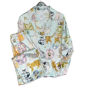 <span class=keywords><strong>Netflix</strong></span> Hot Cartoon Animal Printing Ladies Homewear Spring Thin Section se puede usar fuera de los pantalones de manga larga de seda de hielo - Product Image 1