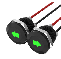 12mm LED indicateur pilote tableau de bord lumière simple flèche symboles 12V vert LED métal clignotant indicateur lumineux avec fil de plomb