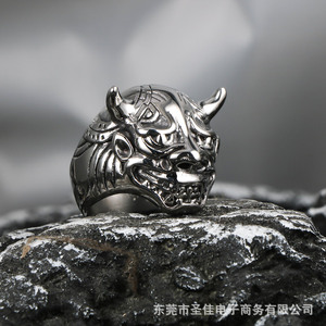 Retro <b>Style</b> Titanium Steel Ring Devil <b>Head</b> Design Men's Fashion Jewelry SA857 - Product Image 4