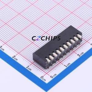DSPV10LSGET DIP Switch SMD-20P,9x26.8mm Switch Piano Key Single Pole Single Throw 10 Gull Wing Type - Product Image 1