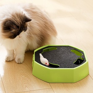 <b>Cat</b> <b>Interactive</b> Electric <b>Toy</b> Plush Mouse Automatic Spinner Green And White For Indoor Play - Product Image 1