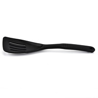 Spatule en nylon résistant aux hautes températures, ustensile de cuisine noir multifonctionnel, spatule à fentes avec logo personnalisé