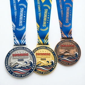 Medalla de Natación Personalizada de Aleación de Zinc con Relieve 3D de Alta Definición y Esmalte Suave para Torneos Deportivos Universitarios - Product Image 2
