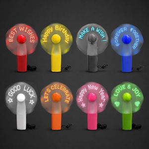 Custom Printed Mini Advertising Promotional Plastic LED Light-Up Message Handheld Fans Light Personalized Bulk for Wedding Gifts - Product Image 2