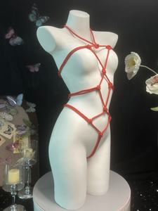 Culotte de contrôle <span class=keywords><strong>sexy</strong></span> respirante pour femme, en corde BDSM, pour jeu de rôle de sorcière, pour couple et planification familiale, avec un design creux rouge et une allure séduisante et audacieuse - Product Image 4