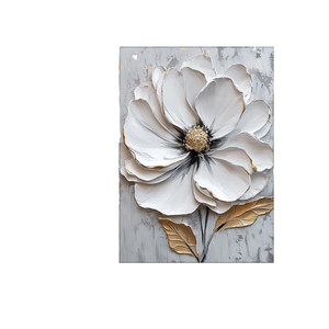 Affiche d'art imprimée encadrée, motif floral texturé blanc, abstrait original, 60x90cm, impression numérique sur toile, fabriqué au Vietnam - Product Image 1