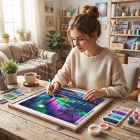Peinture Diamant Acrylique Moderne Paysages Aurores Boréales Rêveuses pour Adultes Kit d'Art en Strass Décoration Murale