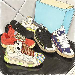 Múltiples colores disponibles Lanvine Designer Curb Casual Sneakers Mujeres Hombres Zapatos de estilo para caminar - Product Image 1