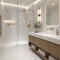 Dalle de marbre blanc Bianco Carrara en pierre naturelle pour comptoir de cuisine, carrelage de sol, panneau mural, escalier, dessus de meuble-lavabo, salle à manger