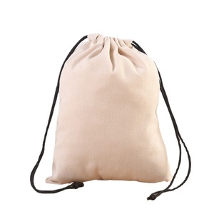 Sac en toile pliable écologique avec cordon de serrage et logo personnalisé, sacs cadeaux à cordon noir - Product Image 2