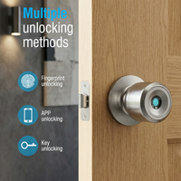 Cerradura de puerta digital Te'an Fingerprint WiFi IP con perilla eléctrica inteligente, opción de almacenamiento para uso en puertas de acero y aluminio de madera para el hogar