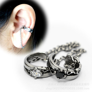 yunnique Tibetan Silver <b>Cuff</b> <b>Earrings</b> Chain Geometric Party Stainless Steel Ear Post - Product Image 3