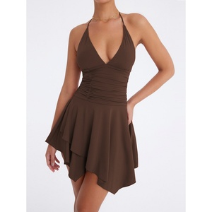 Nuevos Vestidos Mini de Moda para Mujer, Vestido Casual de Lino y Algodón para Verano con Cintura Natural, Tejido con Patrón Sólido, OEM Disponible - Product Image 1