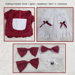Nouvelle tenue de femme de chambre rouge, costume de cosplay Lolita pour les conventions d'anime, robe de princesse grande taille, uniforme de travail de café, robe de fête - Product Image 6