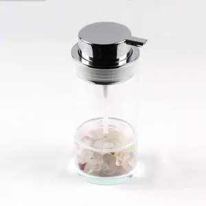 Wholesale skin care subpackage bottle natural quartz gemstone crystal gravel infuse glass bottle