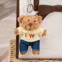 Llavero de peluche clásico de oso de peluche marrón, colgante atemporal de animal de peluche