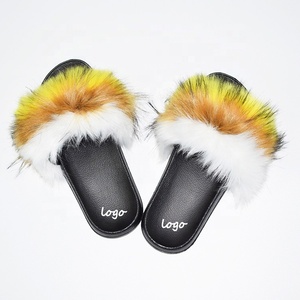 Pantofole in Pelliccia Sintetica da Donna, Sandali Morbidi in Finta Pelliccia di Volpe, <span class=keywords><strong>Ciabatte</strong></span> Personalizzate in PVC Nero per Interni - Product Image 3