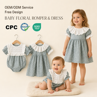 Robe d'été pour bébé fille, barboteuse à fleurs à manches courtes, robe en coton de créateur pour filles