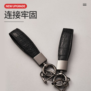 Porte-clés de voiture en cuir véritable, alliage de Zinc, anneau à ressort, corde anti-perte, Style de luxe A3960 - Product Image 2