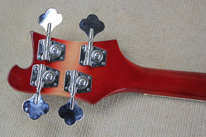 Bajo eléctrico Flyoung Cherry Sunburst para zurdos con 4 cuerdas y cuerpo semi-hueco - Product Image 4