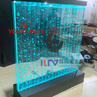 Fontaine murale à bulles d'eau en acrylique moderne programmable sur mesure, panneau LED, séparateur de pièce, 2m