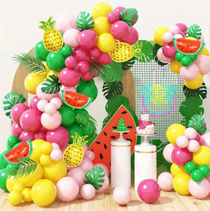 Kit de guirlande d'arche de ballons en feuille de fruits en forme d'ananas, de citron, de fraise et de pastèque sur le thème de l'été pour fête hawaïenne - Product Image 1