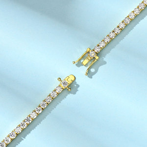 กำไลข้อมือเทนนิสทอง 14K ประดับโมอิสซาไนต์ VVS D GRA 3 มม. งานแฮนด์เมดจากทองแดง สำหรับผู้หญิง - Product Image 3