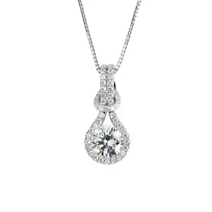 Haute qualité luxe 925 argent moissanites D couleur 1 carat collier classique Moissanite collier à breloques pour femmes hommes