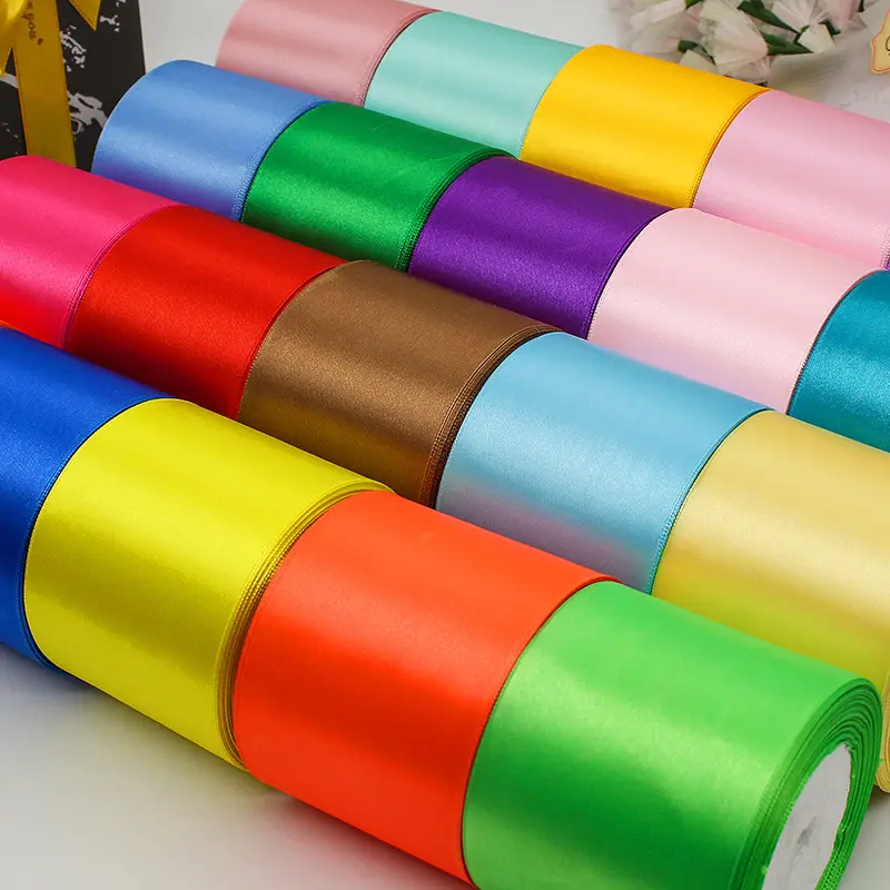 Großhandel ALLE GRÖSSEN 196 Farben Doppel gesicht 1 Zoll 25mm Polyester bedruckte Satin Seide Geschenk verpackung Band auf Lager