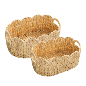 Top Rated Natural Water Hyacinth <b>Rectangular</b> <b>Storage</b> <b>Basket</b> Rustic Eco-Friendly Multi-Purpose Organizer - Product Image 1