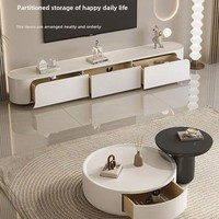 Table d'appoint en bois MDF de style luxe léger, crème, table à café et à thé moderne pour petits appartements, simple et mobile, combinaison