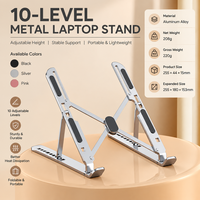 Dudukan Laptop Lipat Bahan Aluminium Alloy, Dapat Disesuaikan, Portabel, untuk Meja Kantor
