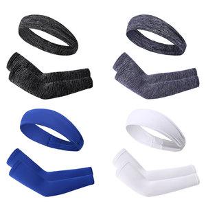 Cycling Arm Sleeves With Headband Ice Silk Sun Protection For Women Solid Color Sweat Wicking Outdoor Sports Gear - Product Image 3
