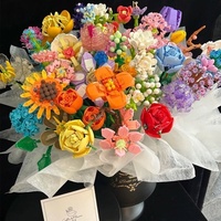 Dekorasi Rangkaian Bunga Plastik Blok Bangunan - Hadiah Hari Valentine Hari Guru 40-Piece MOC DIY Toy Set Unisex