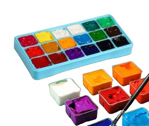 Ensemble de peinture à la <span class=keywords><strong>Gouache</strong></span>, tasse à gelée, 18 couleurs vives, peintures Non toxiques - Product Image 1