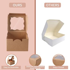 Caja de cartón para tartas de embalaje exquisito respetuoso con el medio ambiente personalizado al por mayor para comida y fiestas de cumpleaños para exhibición de tartas envío - Product Image 5