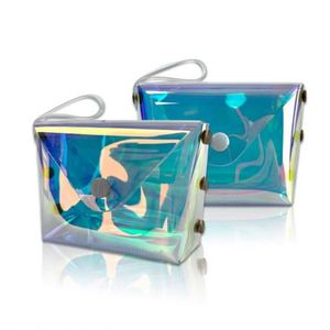 Vente en gros de porte-monnaie en PVC holographique imperméable, élégant et mignon, mini sac à main transparent pour filles - Product Image 3