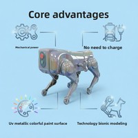 Jouet Classique en Plastique Chien Mécanique à Remonter avec Peinture UV Simulant un Robot Intelligent Jouet Éducatif pour Bébé