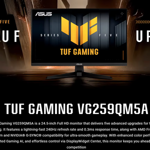 Monitor Gaming ASUS TUF Gaming VG259QM5A de 24.5 Pulgadas, Full HD 1920x1080, IPS Rápido de 240 Hz, 0.3 ms, FreeSync Premium, Compatible con G-SYNC - Product Image 2
