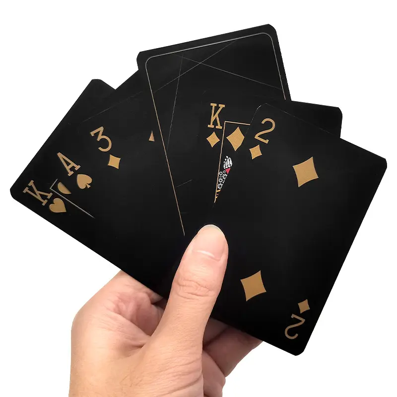 Naipes de póker Texas Casino diseño especial plástico negro lujo personalizado