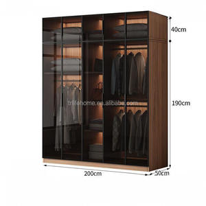 Custom Modern Modular Metal Glass Wardrobe With Built-In Lighting Easy Clean For New Residential Bedroom Furniture - Product Image 6