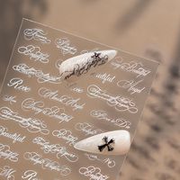 Autocollants pour ongles TSZS noir et blanc, lettres anglaises, écriture gothique, lettres cursives DIY, décalcomanies pour nail art, accessoires de manucure