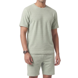 Ensemble 2 pièces été homme : T-shirt et short en coton uni, respirant et confortable, col rond - Product Image 5