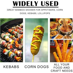 Brochetas de Bambú Natural Reutilizables para Principiantes, de 12 Pulgadas o 30 cm con 4 mm de Diámetro, para Asar Frutas, Cócteles, Kababs y Aperitivos - Product Image 4