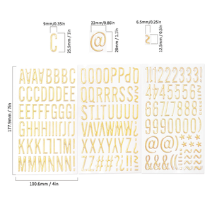 Feuille d'autocollants 3D en PVC alphabet en gros, autocollants gonflés personnalisés en or avec lettres et chiffres pour bébés et enfants, autocollants prédécoupés - Product Image 4